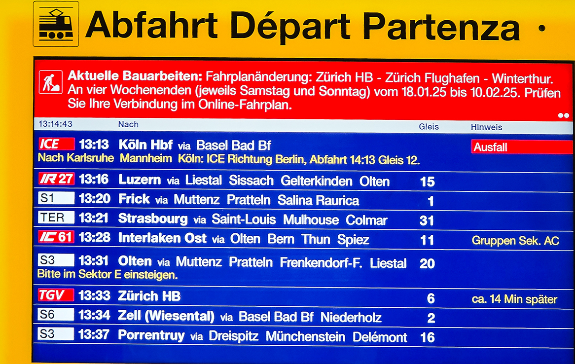 14 Minuten Verspätung in Basel